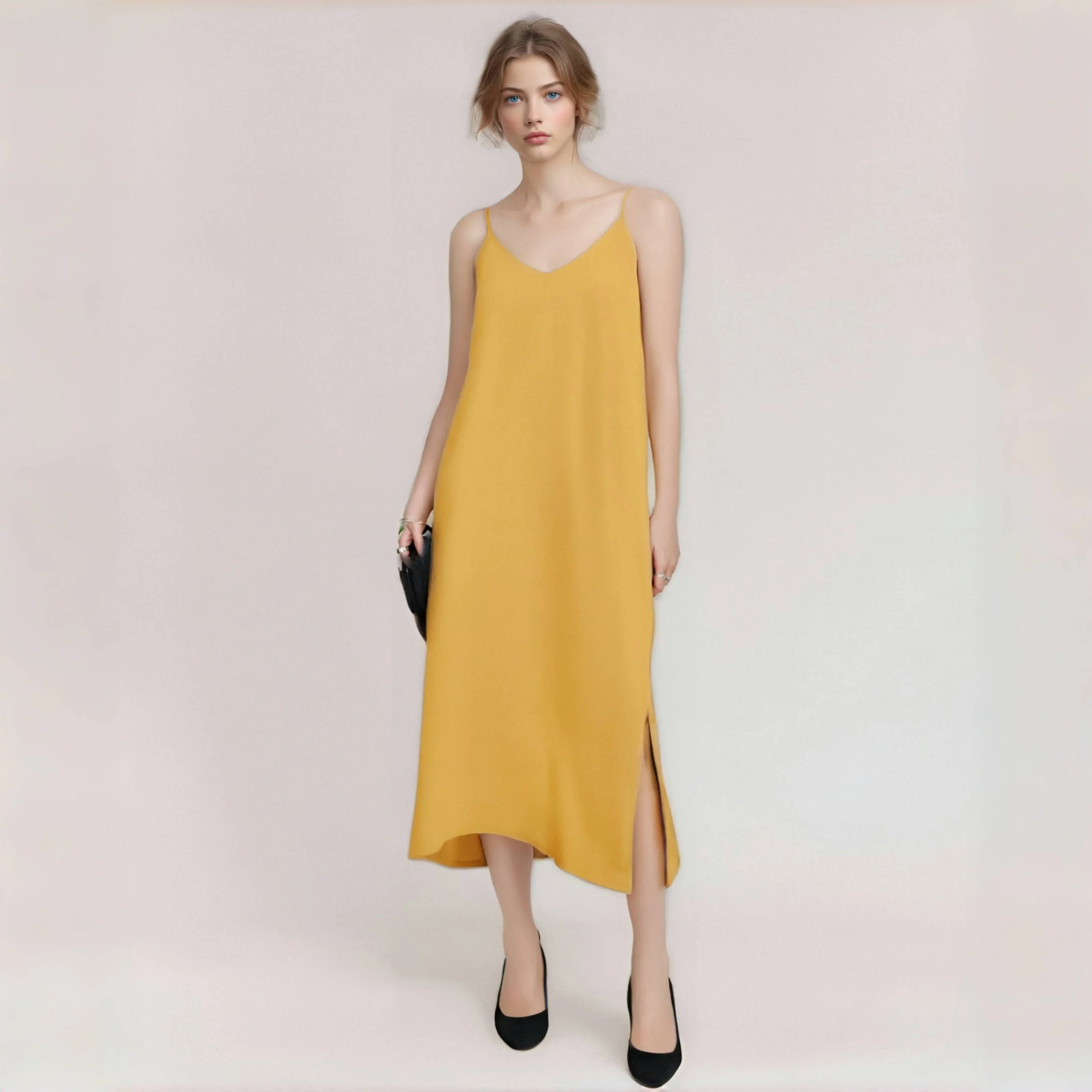 Женское атласное платье для выпускного вечера элегантное на тонких бретельках с