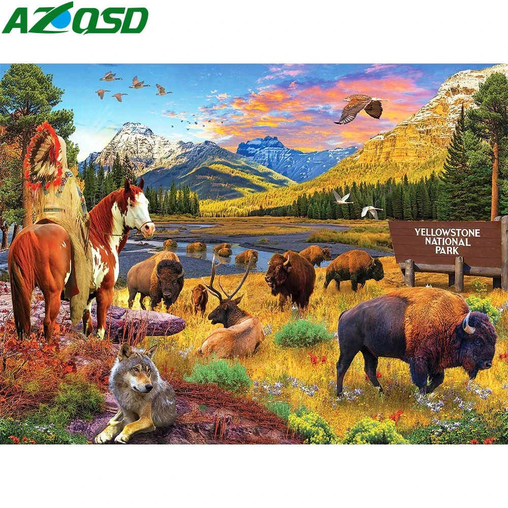 

AZQSD 5D полная алмазная мозаика лошадь олень вышивка крестом алмазная вышивка животные новое поступление живопись Горы декор для дома