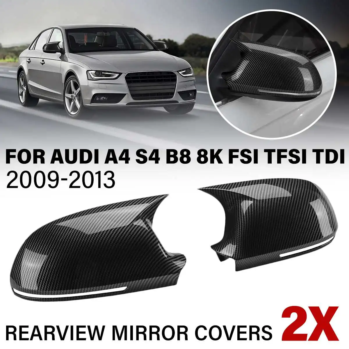 2 шт., крышки для зеркал заднего вида Audi A4 S4 B8 8 8K FSI TFSI TDI 2009-2013
