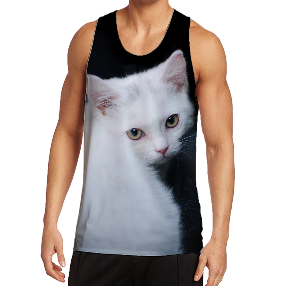 

Жилет мужской с рисунком животного, свободная майка с рисунком льва, кота, 3 D, дышащая повседневная спортивная одежда