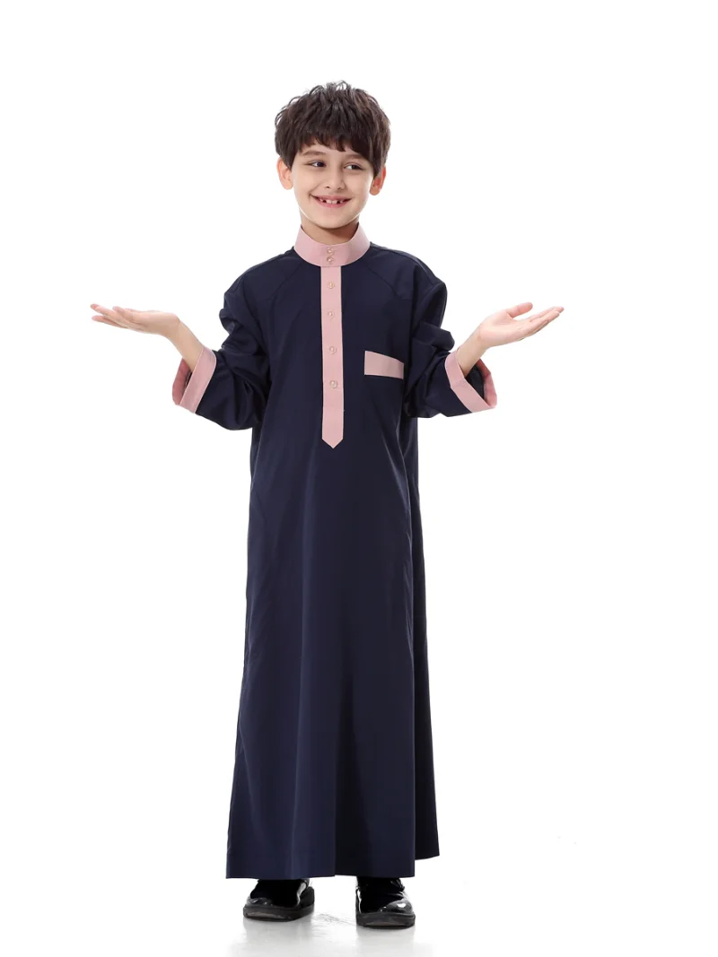 Ramadan Muslim Kids Abaya Jubba Thobe Boy Long Dress Caftan Children Islamic Robe Dubai Arab Kaftan Saudi Arabia Worship Service