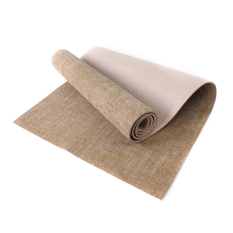 Фото Коврики для йоги Alta Densidad Lino Natural PVC, Esterilla Antideslizante para Gimnasio en Casa, Absorción Impacto Aislamiento Acústico №2