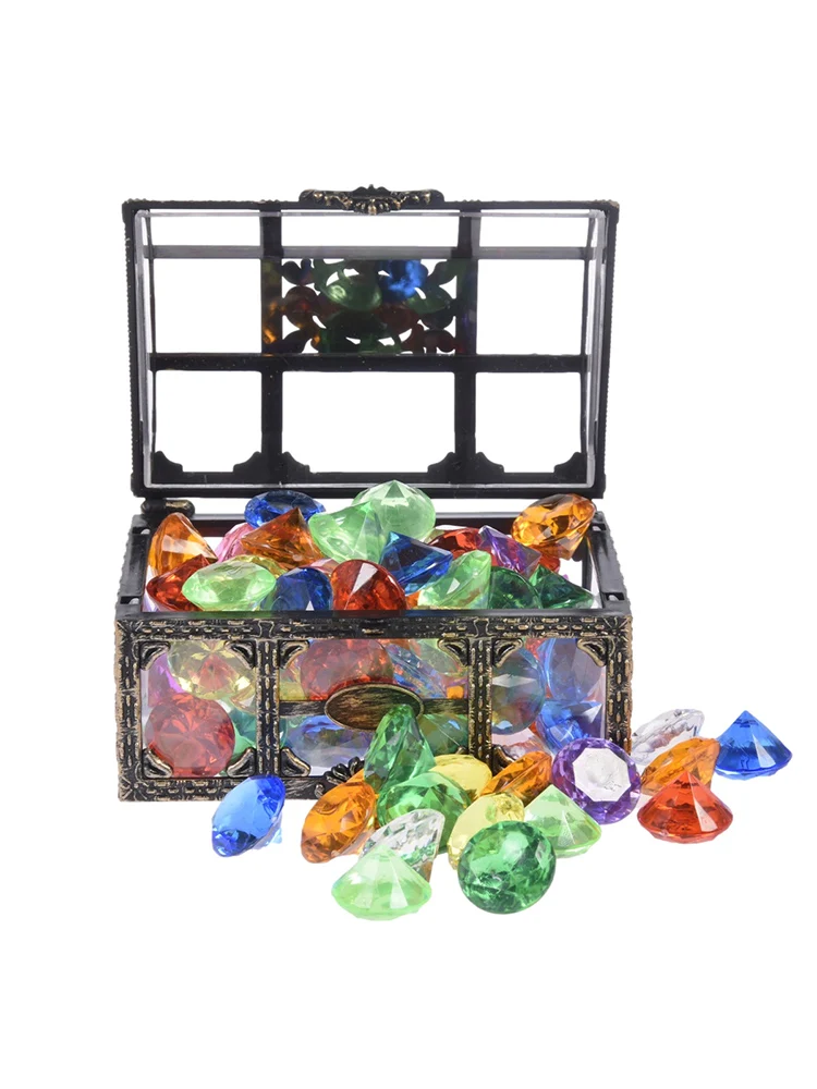 

100 Pcs Swimming Gem Diving Toys Set Colorful Diamonds Set With Treasure Box Dive Toys For Pool For Kids Swimming Toy Bath Toys