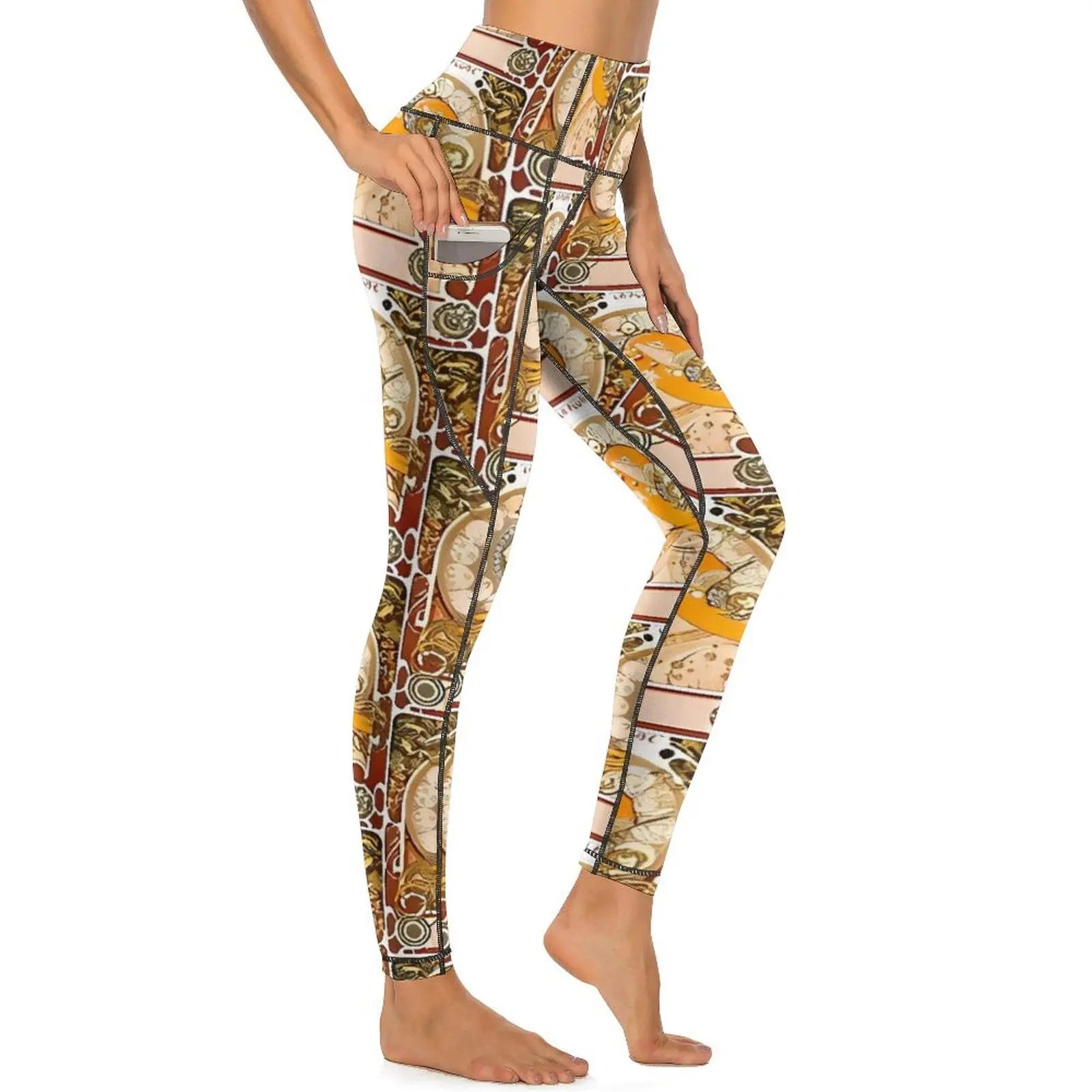 Леггинсы Art Nouveau Alphonse Maria Mucha Zodiaque штаны для фитнеса и йоги эстетические леггинсы с