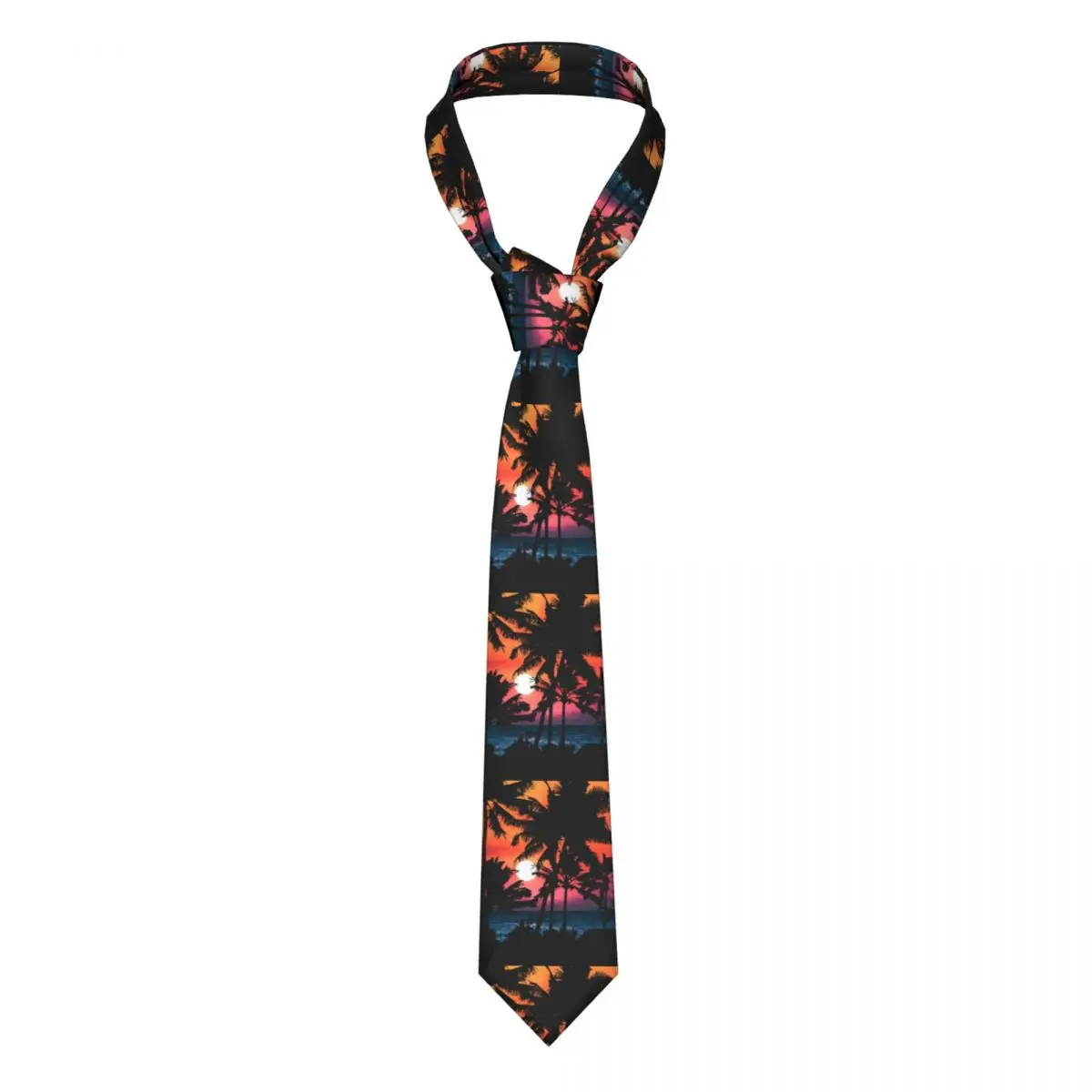 

Summer Sunset Tie Tropical Palm Trees Party Polyester Silk Neck Ties For Man Gift Blouse Fashion Cravat