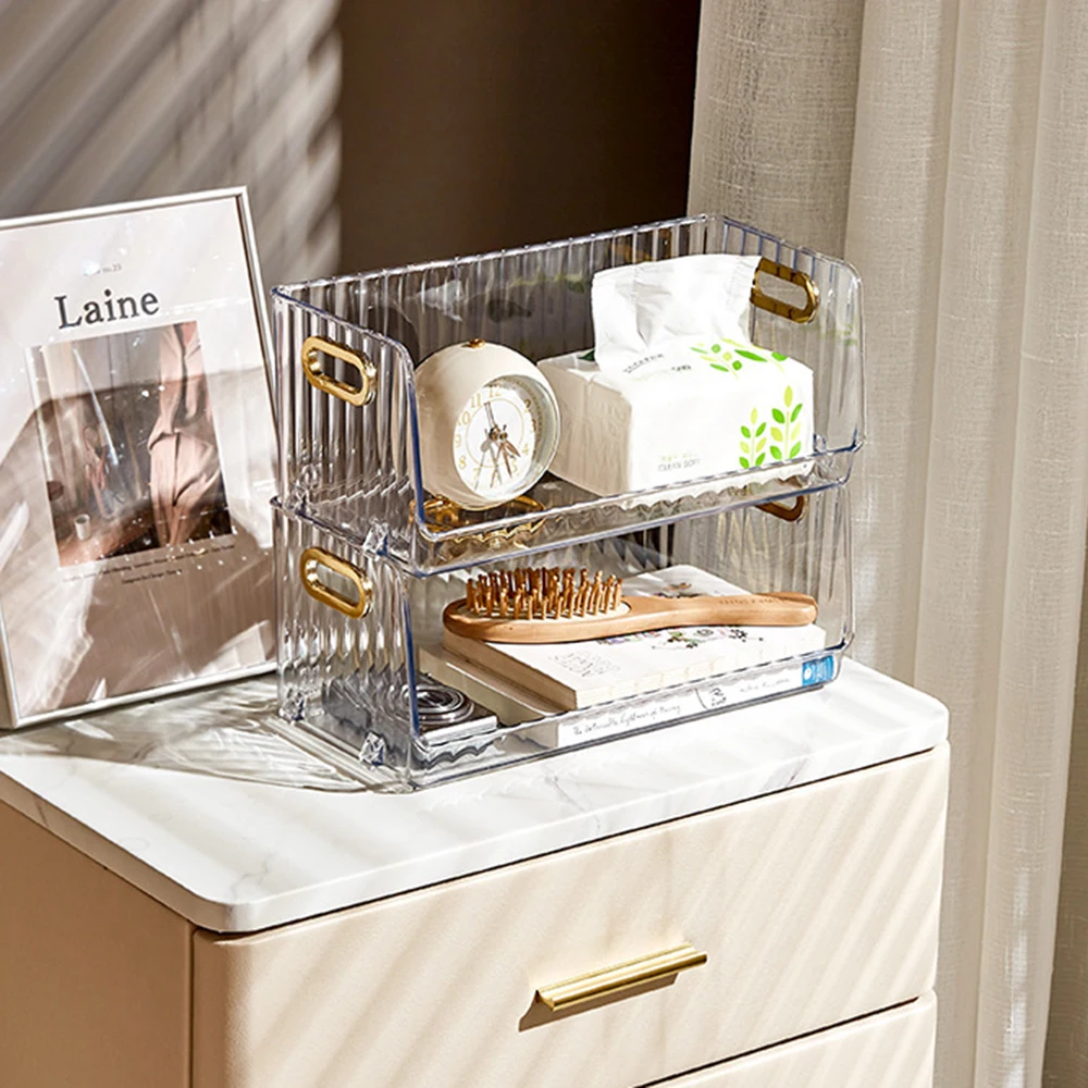 

Desktop Cosmetic Storage Box Multipurpose Snack Organizer Sundries Basket for Home Bedroom Bathroom Jewelry Box Makeup Organizer