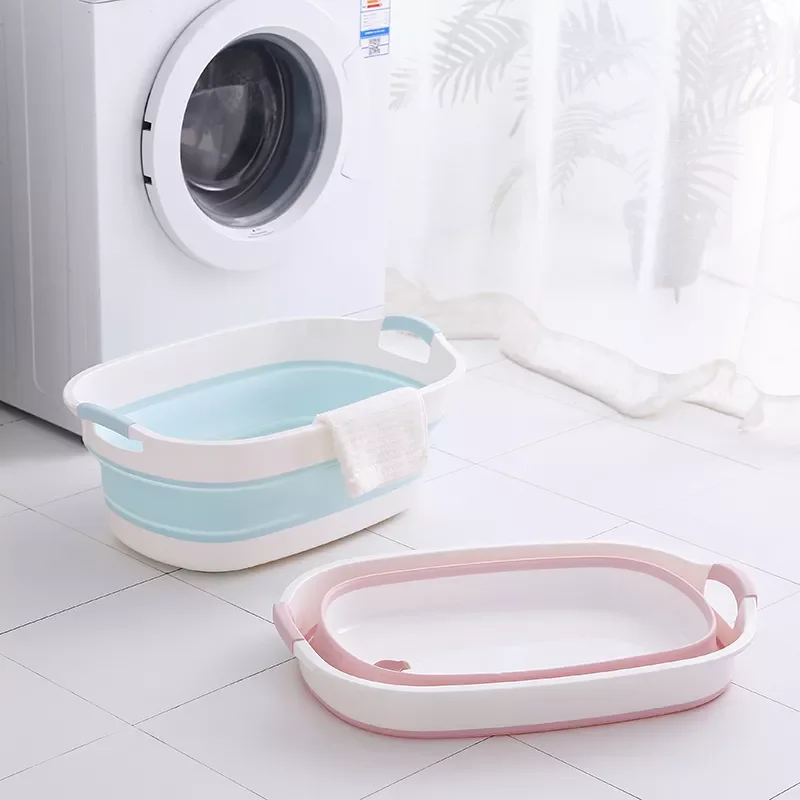 

Portable Baby Bathtub Foldable Pet Bathtub Silicone Non-Slip Tub Multifunctional Laundry Tub Storage Basket Bathroom Accessories
