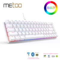metoo mini portable wireless bluetooth mechanical keyboard red switch gaming keyboard type c usb for desktop tablet laptop