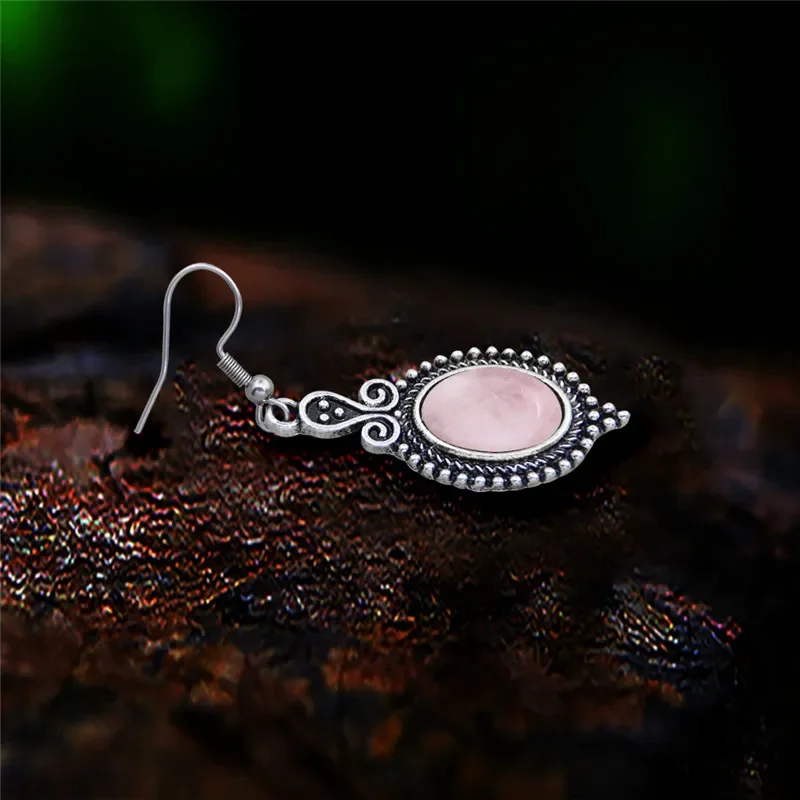 Женские винтажные серьги из натурального кварца