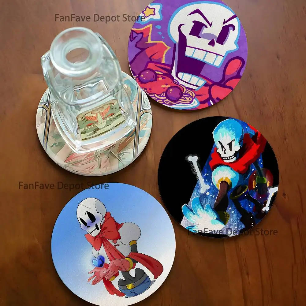 Фото Деревянный поднос для напитков U-Undertale Papyrus Coaster, подходит для ресторанов и кофеен, легко моется и чистится. №2