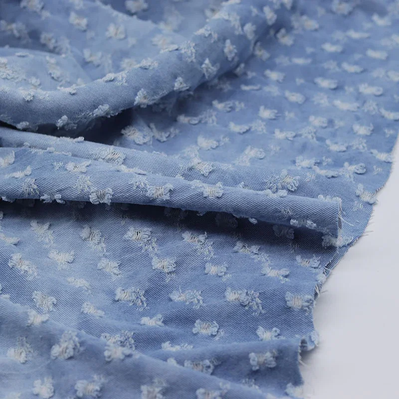 Легкая джинсовая ткань с маленькими отверстиями принтом тай-дай вязаные брюки