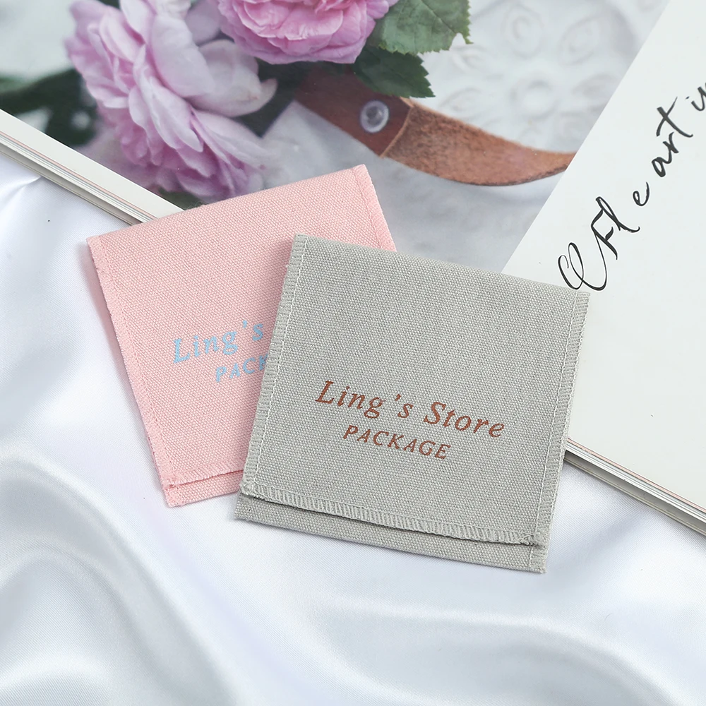 50pcs Small Cotton Purse Pouches Custom Logo Jewellery Travel Gift Drawstring Pocket Jewelry Ring Envelope Organizer Storage Bag