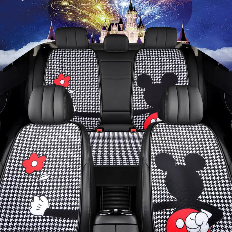 

2022 New Mickey Minnie Cartoon Cute Car Cushion Four Seasons General Single Rear Seat Cushion Goddess Winter Seat Cover