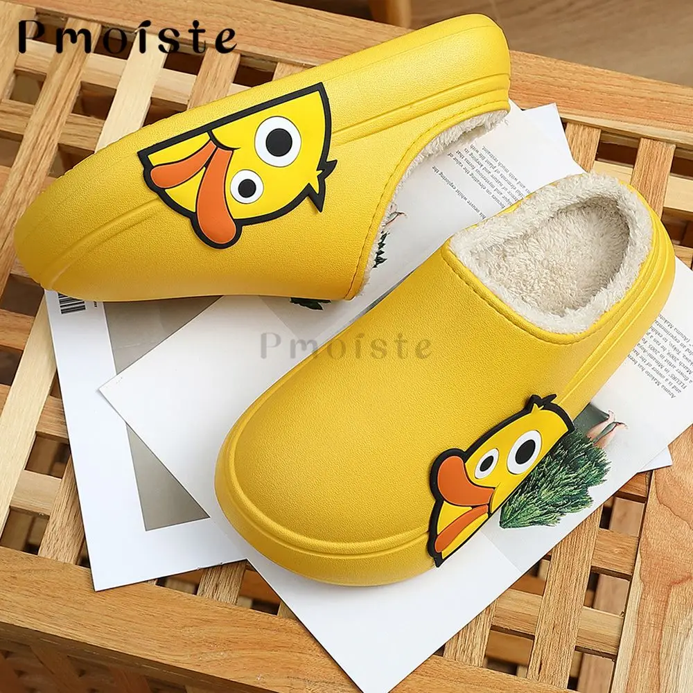 Duck Slippers 2022 Winter Home Slippers Comfortable Fur Platform Thick Sole Soft Slippers Waterproof Indoors Warm Women Slippers