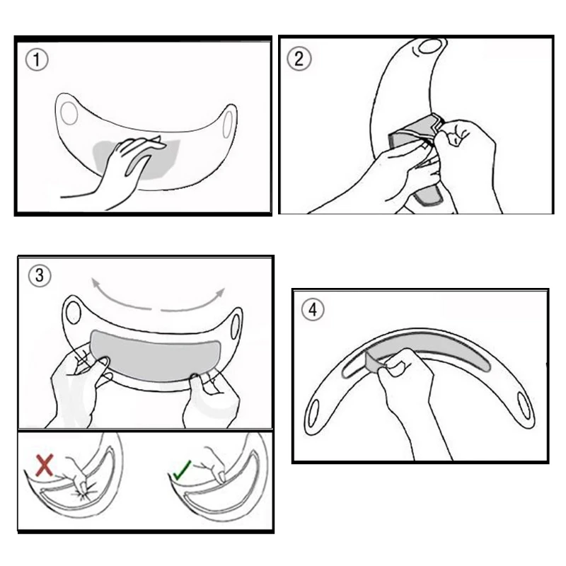 Универсальная вставка для мотоциклетного шлема прозрачная клейкая основа