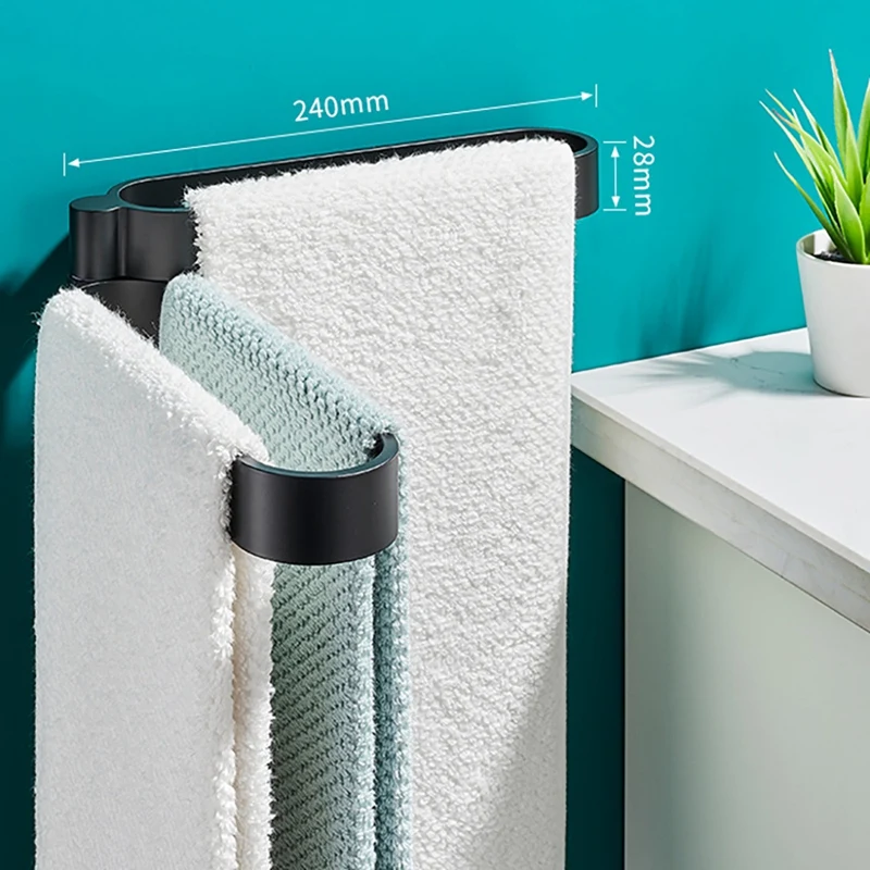 

Towel Bar For Bathrooms With Swing Out Arms Space Aluminum Bathroom Kitchen Wall-Mounted Towel Bar Rotating Towel Rack