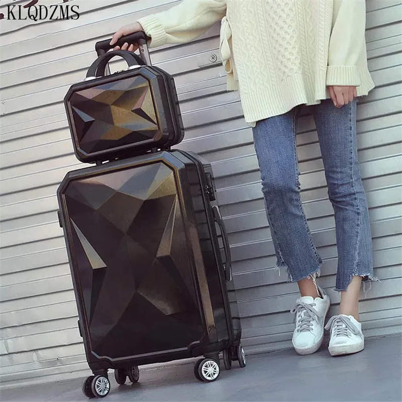 KLQDZMS 20/24/26/28inch New Men's Fashion Rolling Carry-on Luggage Set Women's Trolley Suitcase with Wheels Handheld Makeup Bag