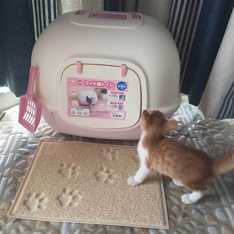 

Enclosure Frame Cat Litter Box House Splash Convenient Cleaning Cat Bathroom Small Plastic Tray Arenero Gato Pet Supplies OC50MP