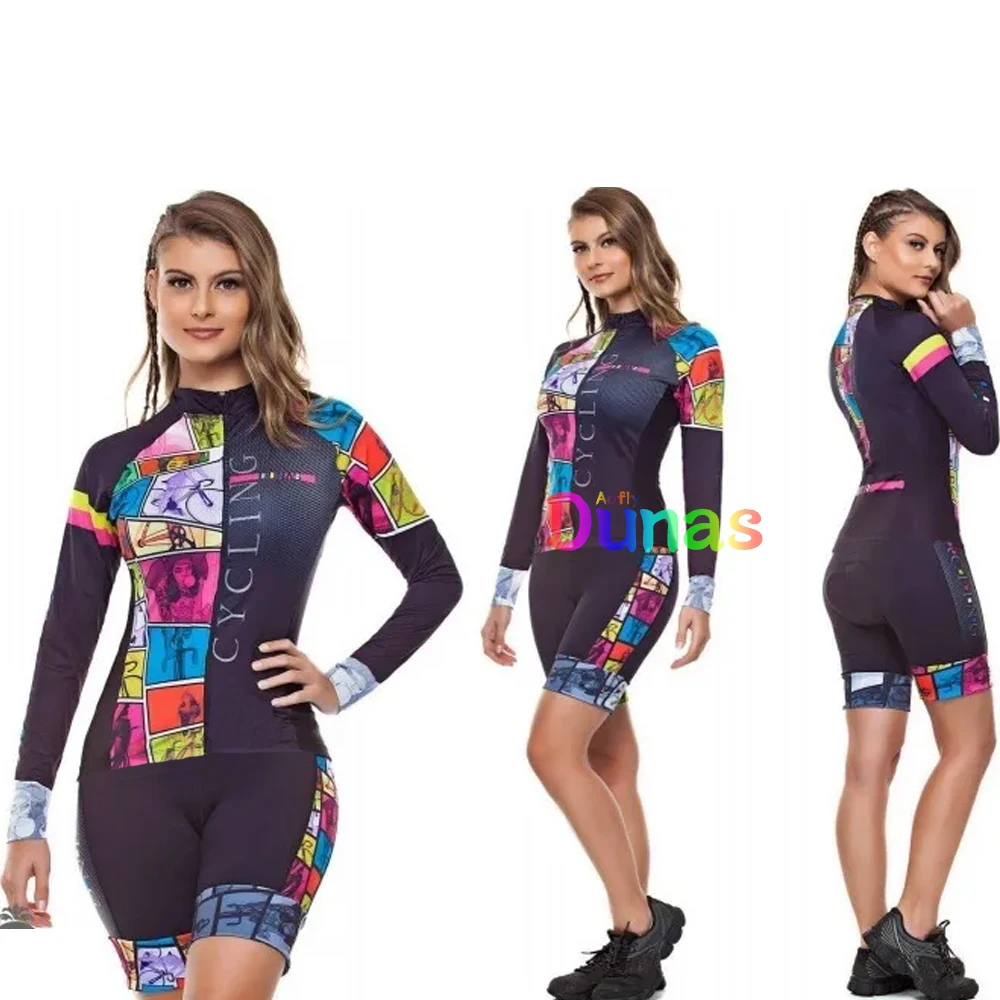 

Dunas Long Sleeve Triathlon Skinsuit Sets Bike Cycling Jersey Maillot Ropa Ciclismo Bicycle Clothing Go Pro Team Jumpsuit Kits