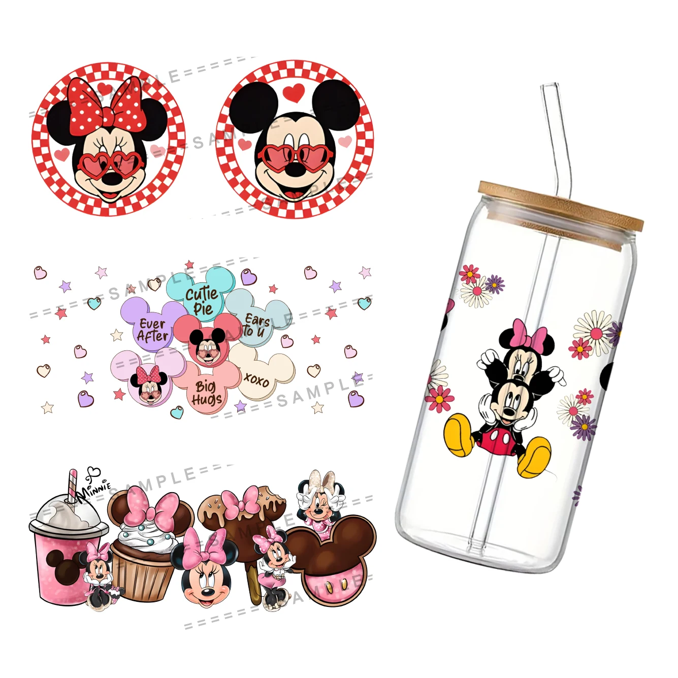 Водонепроницаемая наклейка на чашки 11*24 см с изображением Микки Диснея 16 унций УФ