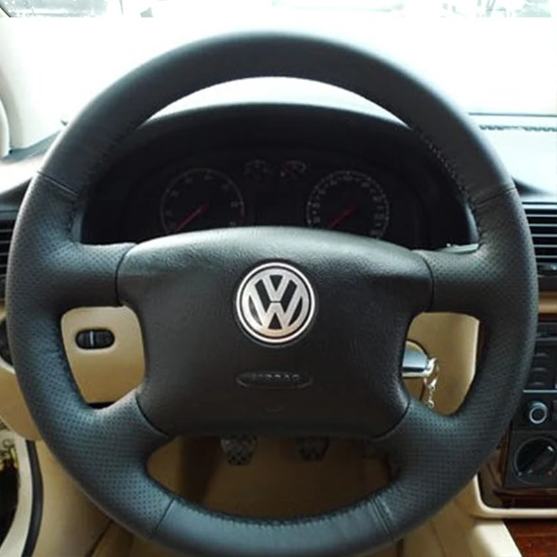 

for Volkswagen Passat B5 1996-2005 VW Golf 4 1998-2004 Hand-stitched non-slip Genuine Leather Car Steering Wheel Cover