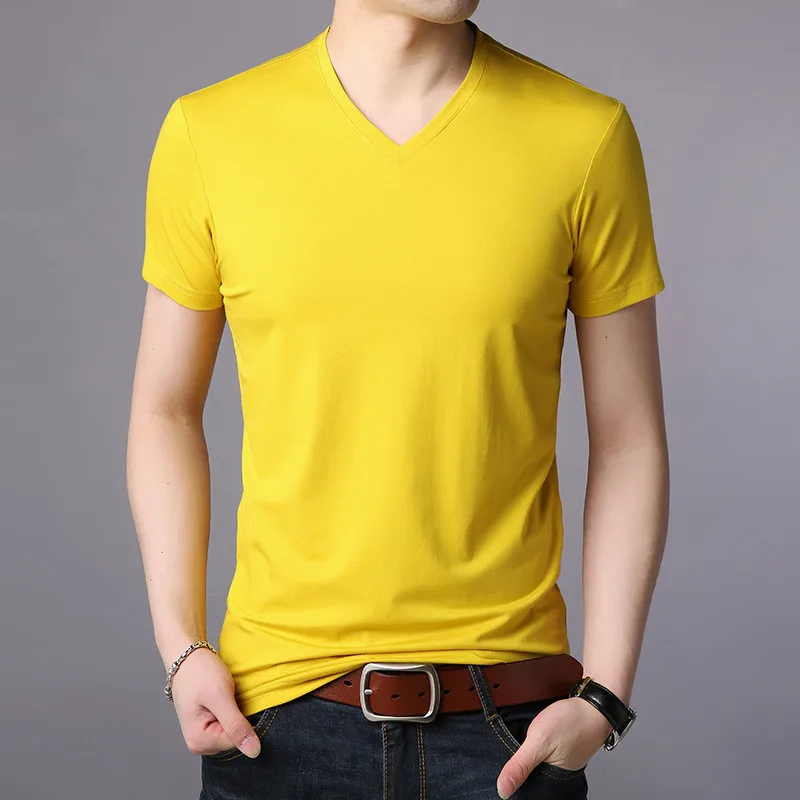 

2167-Men's short-sleeved t-shirt summer new slim round neck bottoming shirt letters color printing half sleeve t-shirt