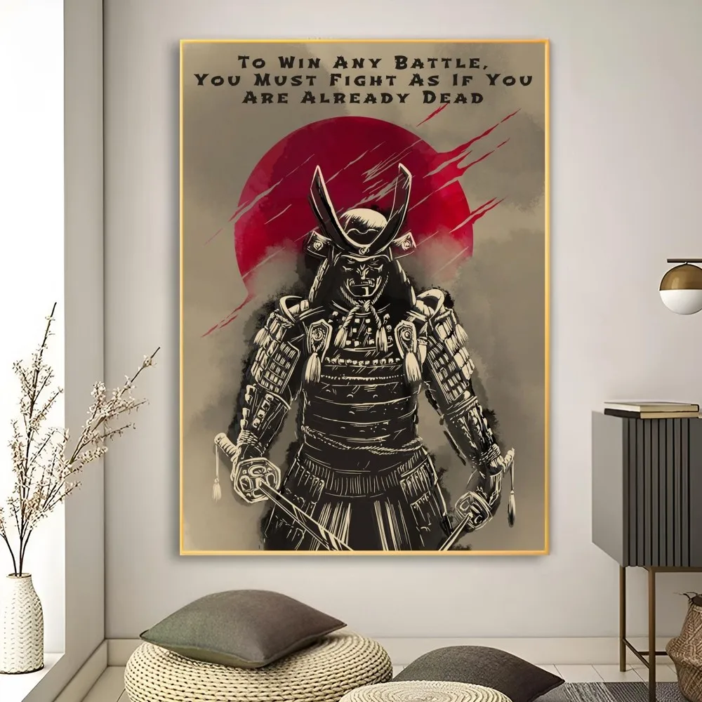 Винтажный самурайский японский постер с 7 преимуществами меча воина наклейки