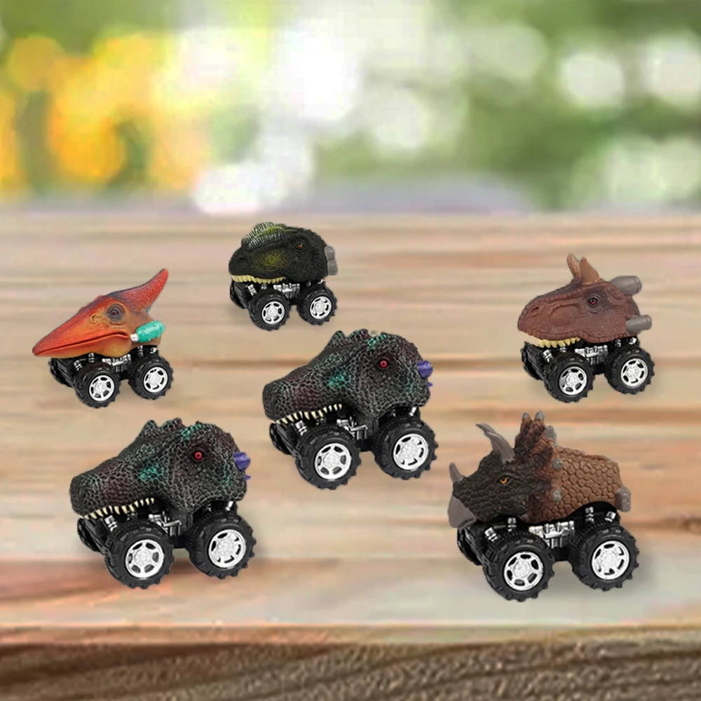 

6pcs/set Mini Dinosaur Toy Car Children's Diecast Dinsaur Model Inertia Car Kids Pull Back Car for 3 year old Child