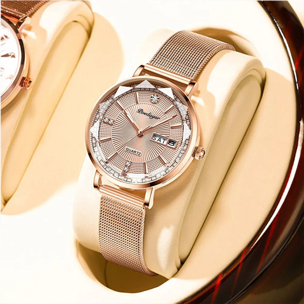 Luxury Women Bracelet Quartz Watches For Women Casual Waterproof Luminous Mesh Stainless Steel Ladies Wristwatches High Quality enlarge