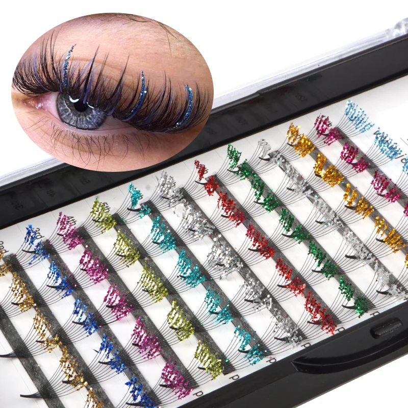 Fashion Glitter Fluffy Fairy Spikes False Eyelashes Shiny Colorful Eyelash Extension For Make Up