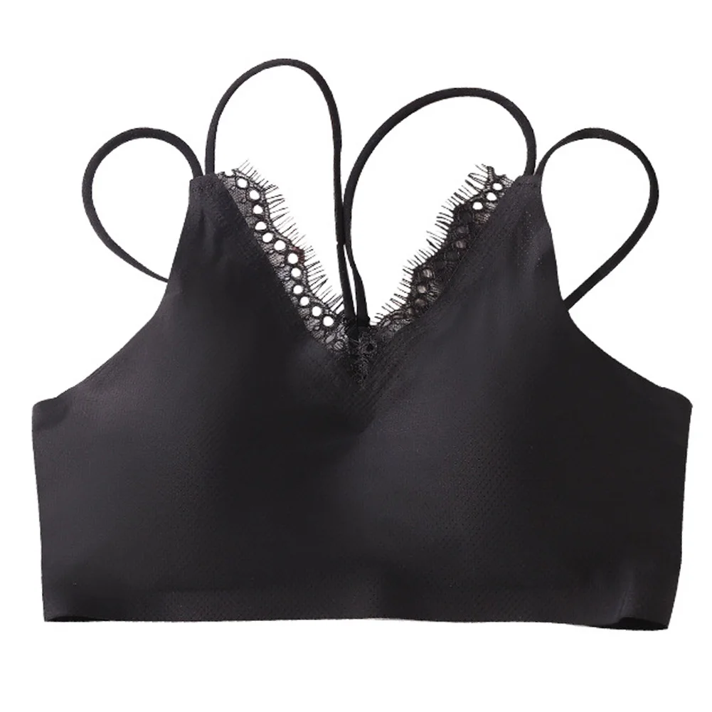 

Fashion Push Up Wire Free Women Bra Daily Solid Removable Pad Fitness Sleep Yoga Sexy Lace Casual Girls Gym