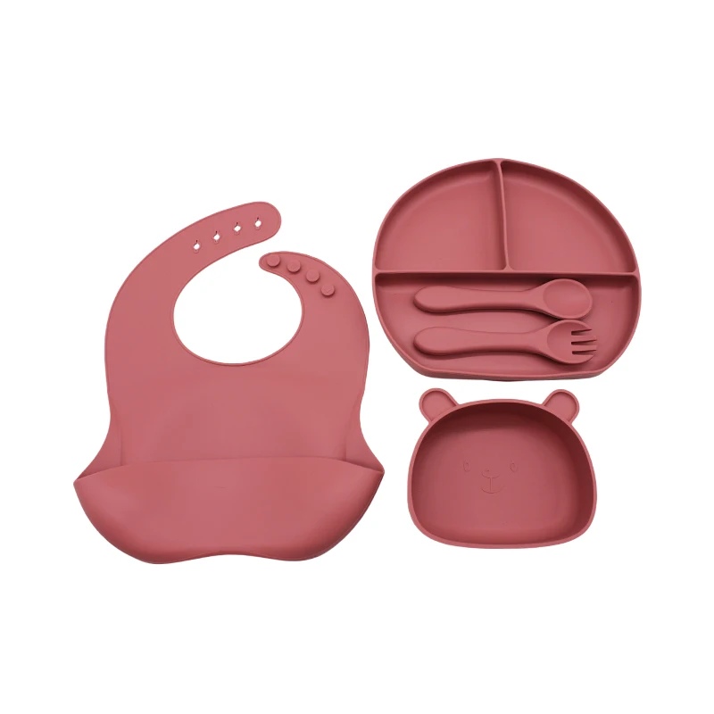 Силиконовая тренировочная тарелка для детей набор подносов еды с нагрудником