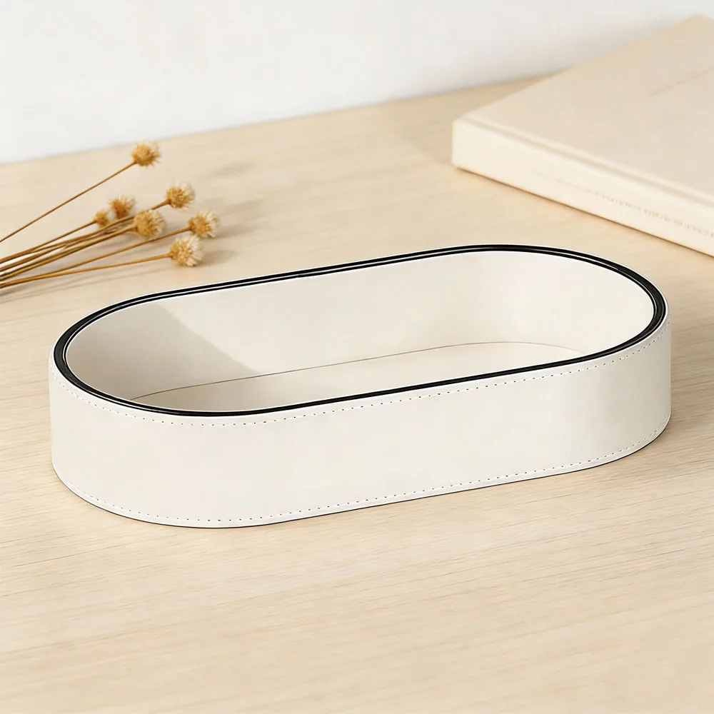 

Настольный органайзер для косметики и мелочей, декор для гостиной, коробка для хранения из искусственной кожи, органайзер для украшений у входа в дом