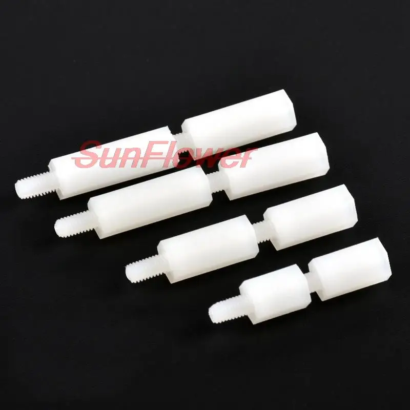 50pcs M2 M2.5 M3 M4*L+6mm Thread Black / White Spacing Screw Plastic For PCB Motherboard Fixed Nylon Standoff Spacer Pillar |