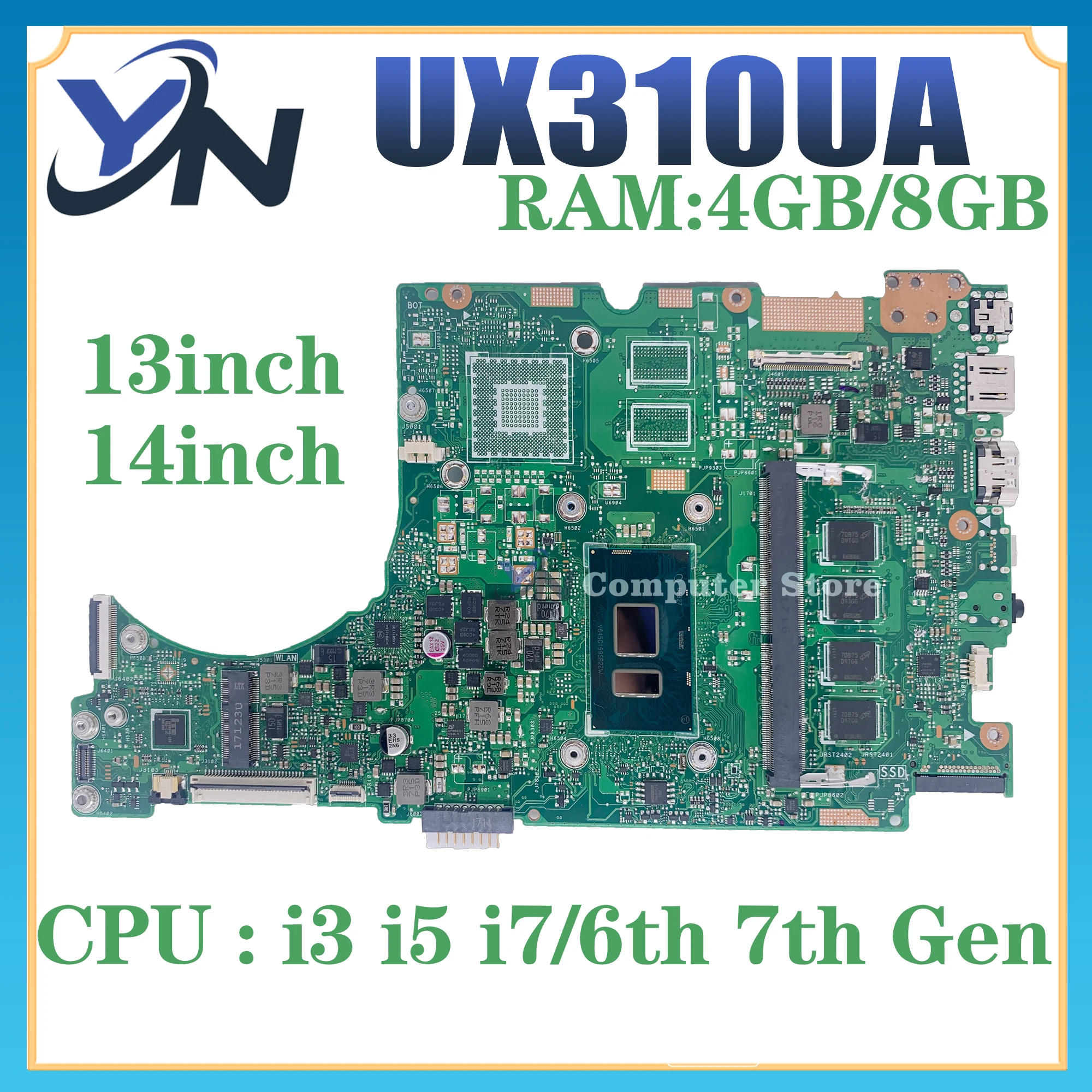 

UX310UA Notebook Mainboard For ASUS UX310UV RX310U RX410U UX410UQK UX310UQK U3000U UX310U UX410UA UX410U Laptop Motherboard