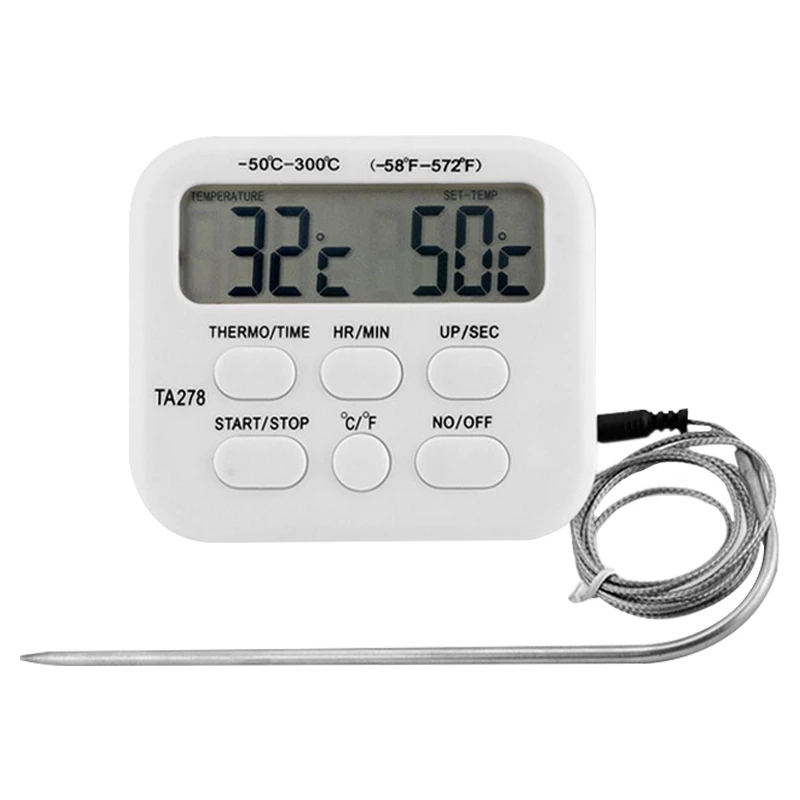 

Кухонный Термометр с зондом для готовки гриля, таймер температуры, цифровой ЖК-дисплей, термометр для духовки и мяса