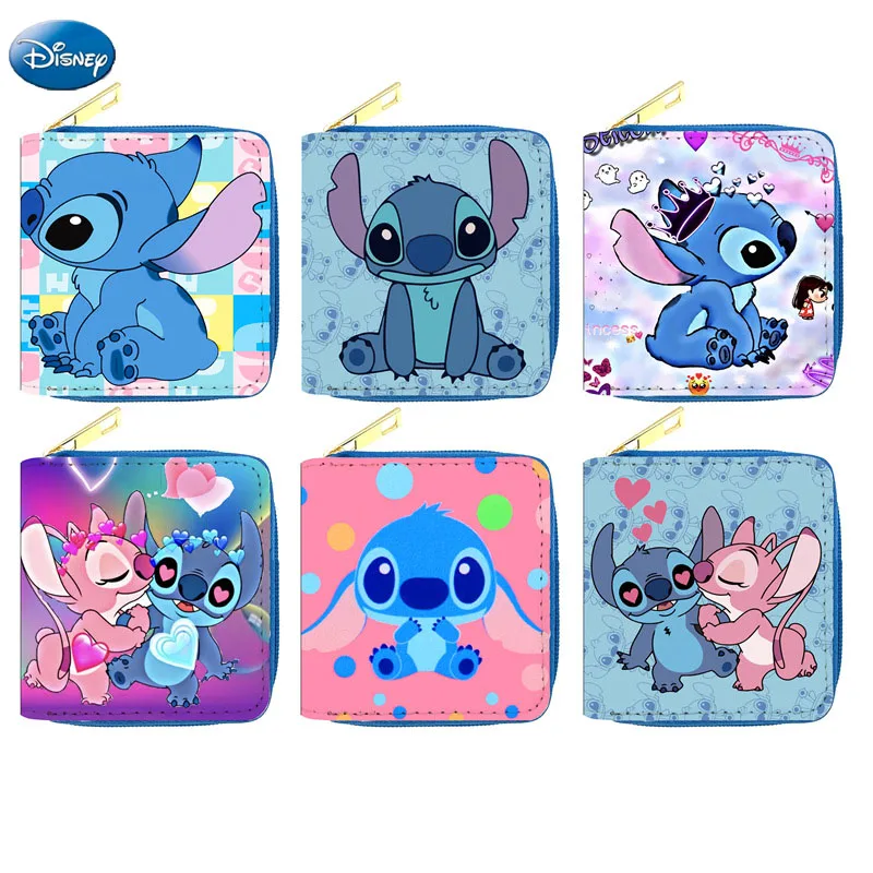 

Disney Cartoon Coin Bag Stitch Coin Purse PU Leather Girls Storage Bags Credit Card Package Holders Clutch ID Card Short Wallet