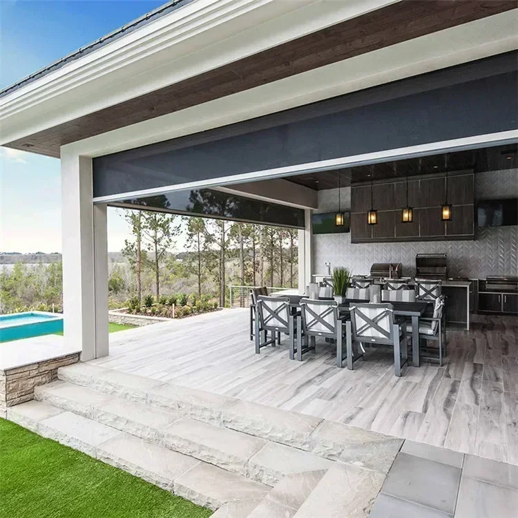 Черные Автоматические жалюзи для террасы защита от солнца прозрачные ПВХ