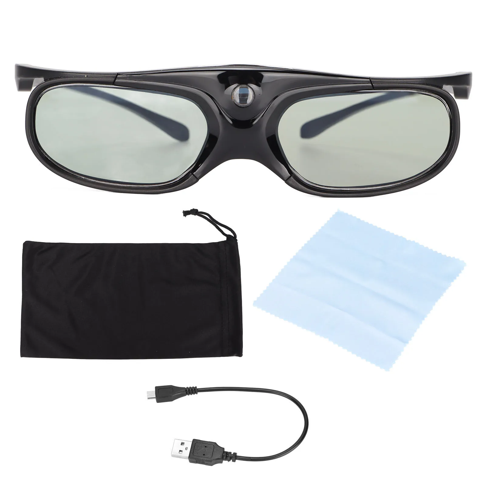 

3D Glasses 1080P LCD Eyeglass Wide Angle 178° Rechargeable Battery 3D Shutter GlassesBlack
