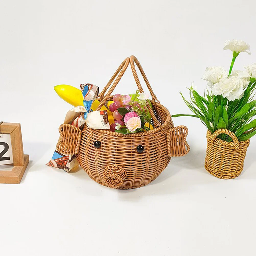 

Simulation Rattan Basket Molding Fruits Basket Photo Prop Storage Basket