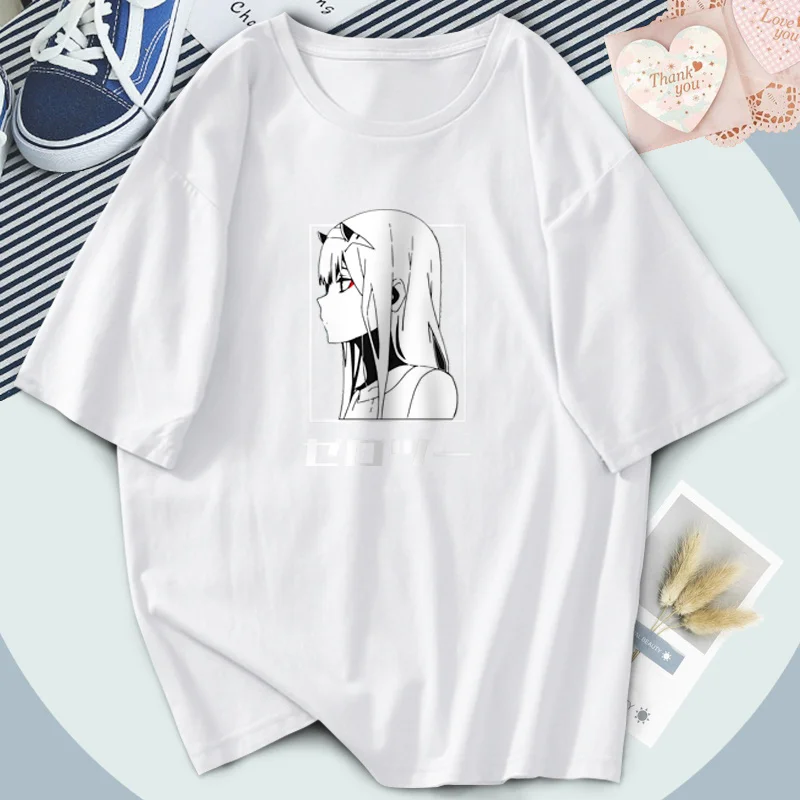 

Anime Darling In The Franxx T Shirts Streetwear Print Fashion Plus T-shirt Zero Two Anime Tops Tees Breathable Ladies Camiaeta