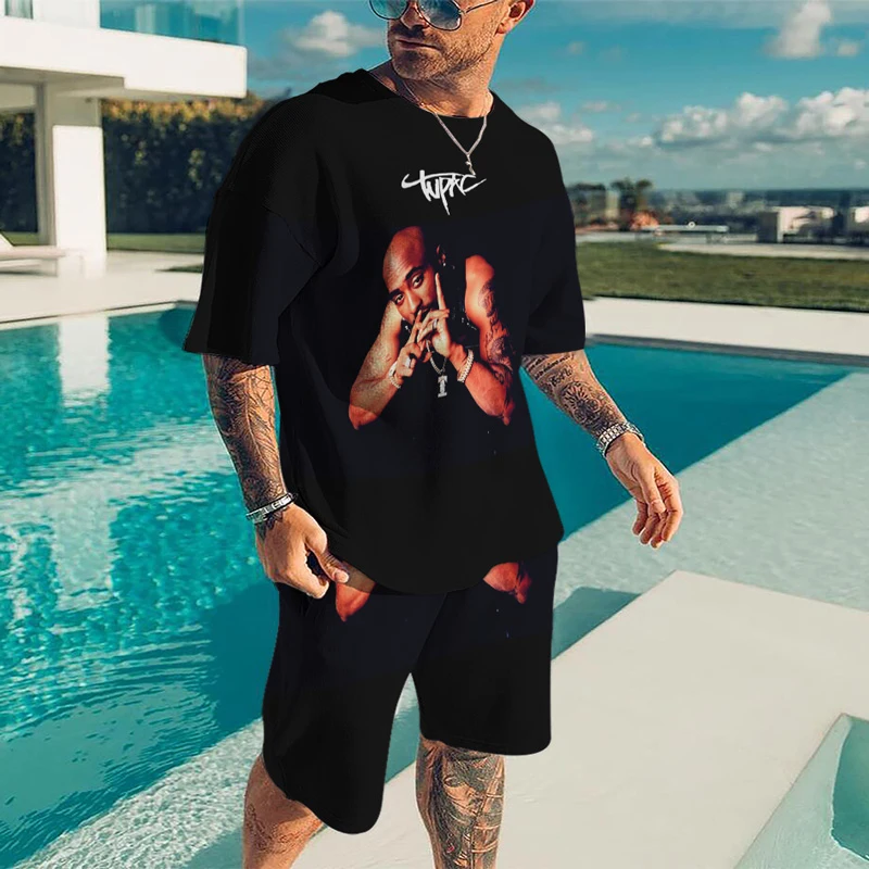 Outfits For Men Summer Clothes Trend 3D Printed T-shirt Shorts 2-Piece Street Fashion Hip Hop Style Set Men's Sportswear