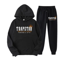 autumn trapstar brand printed sportswear men 18 colors warm two pieces set loose hoodie sweatshirt pants set hoodie jogging