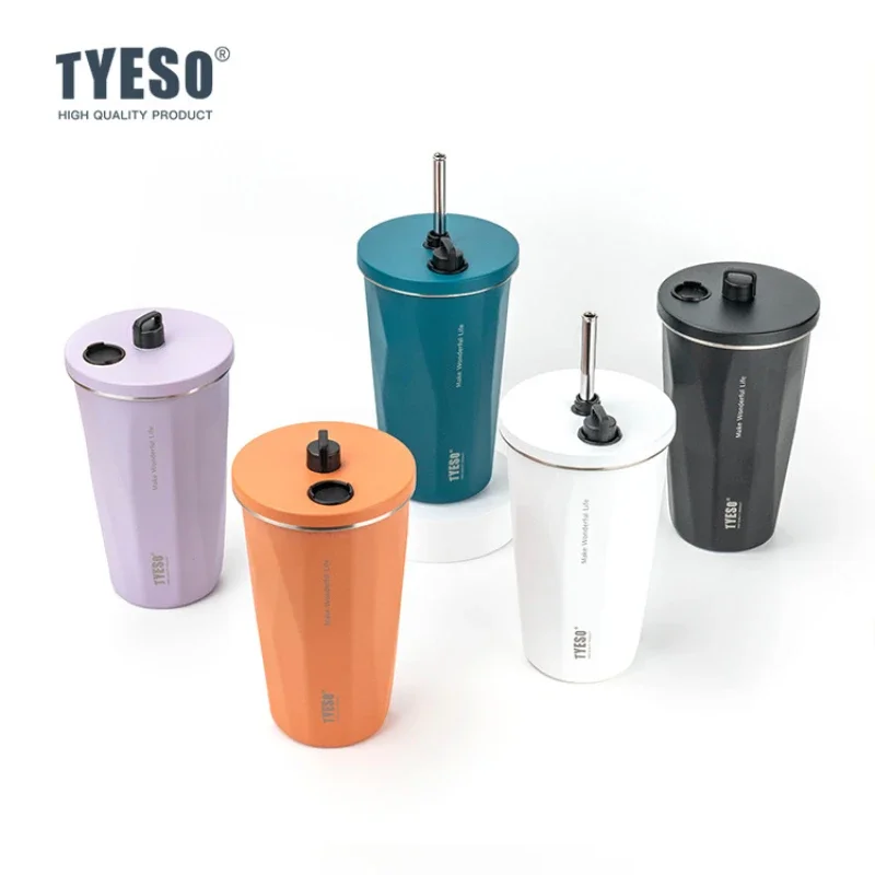 Портативная дорожная кофейная чашка TYESO из нержавеющей стали большая емкость