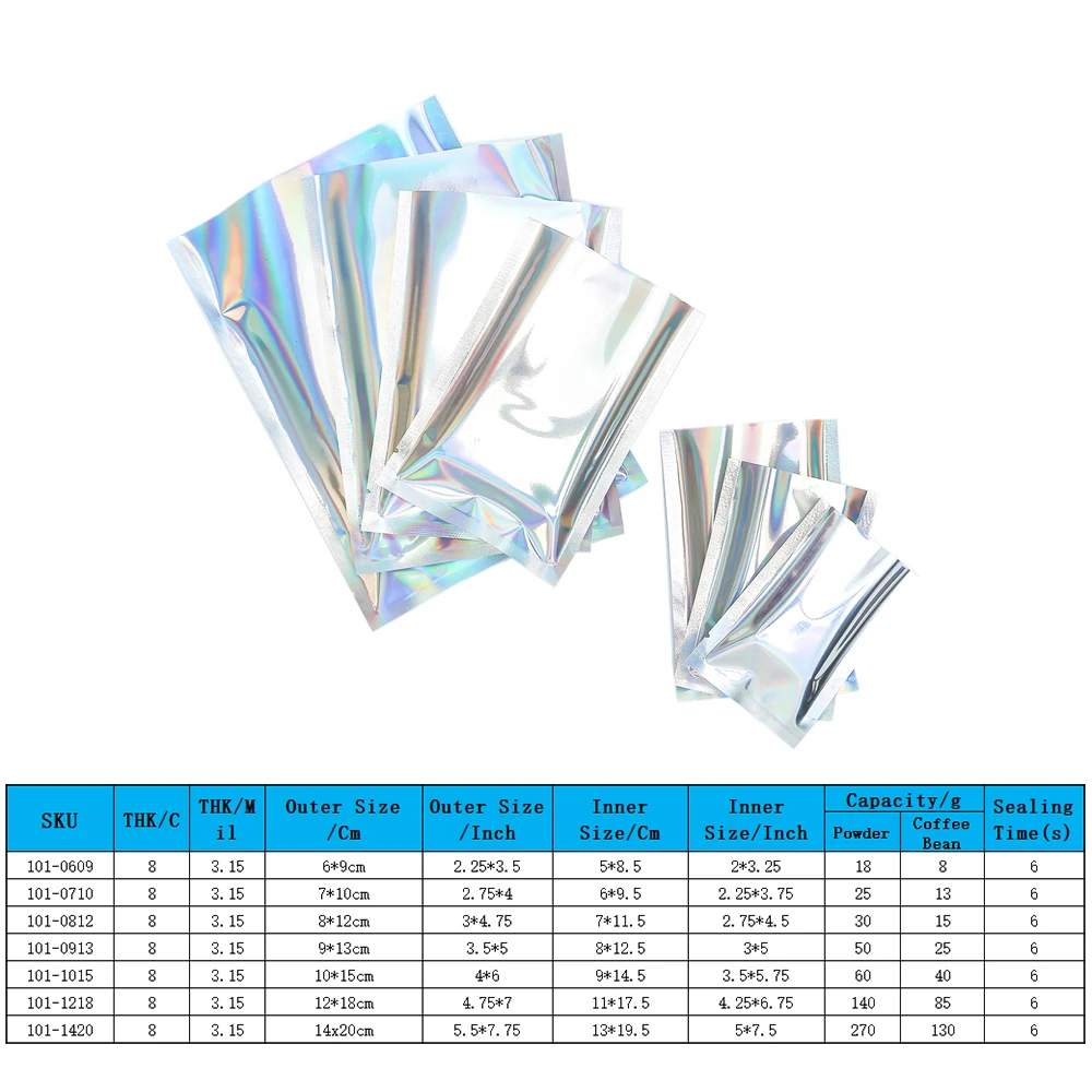 100 шт. вакуумные термосварки с прозрачным окном мини-саше открытым верхом
