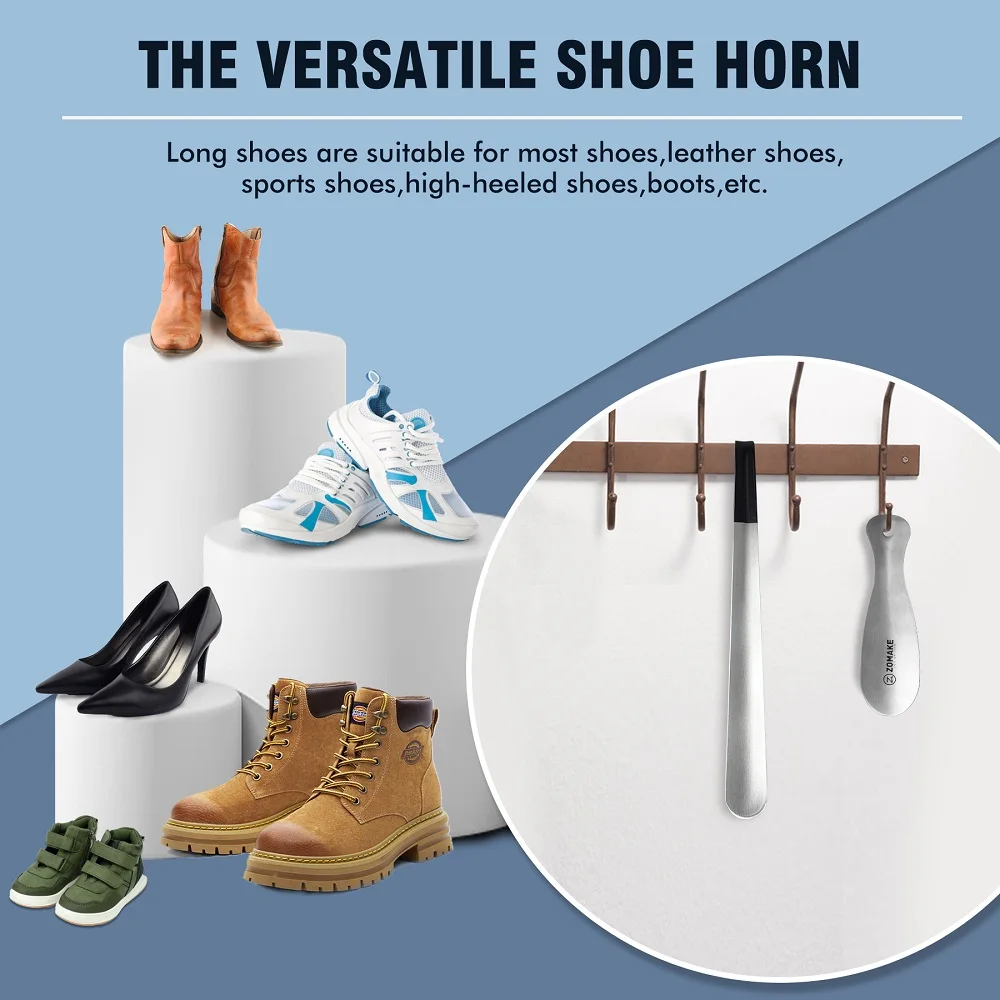 ZOMAKE Metal Long Handle ShoeHorn 16.5