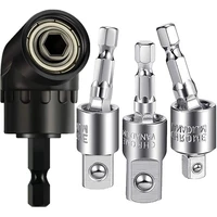 3pcs power drill socket set 360%c2%b0rotatable hex shank 14 38 12 impact driver socket adapter 105 degree right angle socket