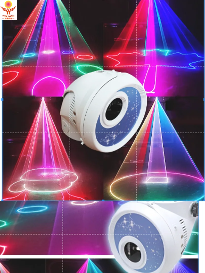 RGB Party Laser Full Color Animation Laser Light 3D Laser DJ Projector Disco Light Effects and Music Control/DMX 512 Mode