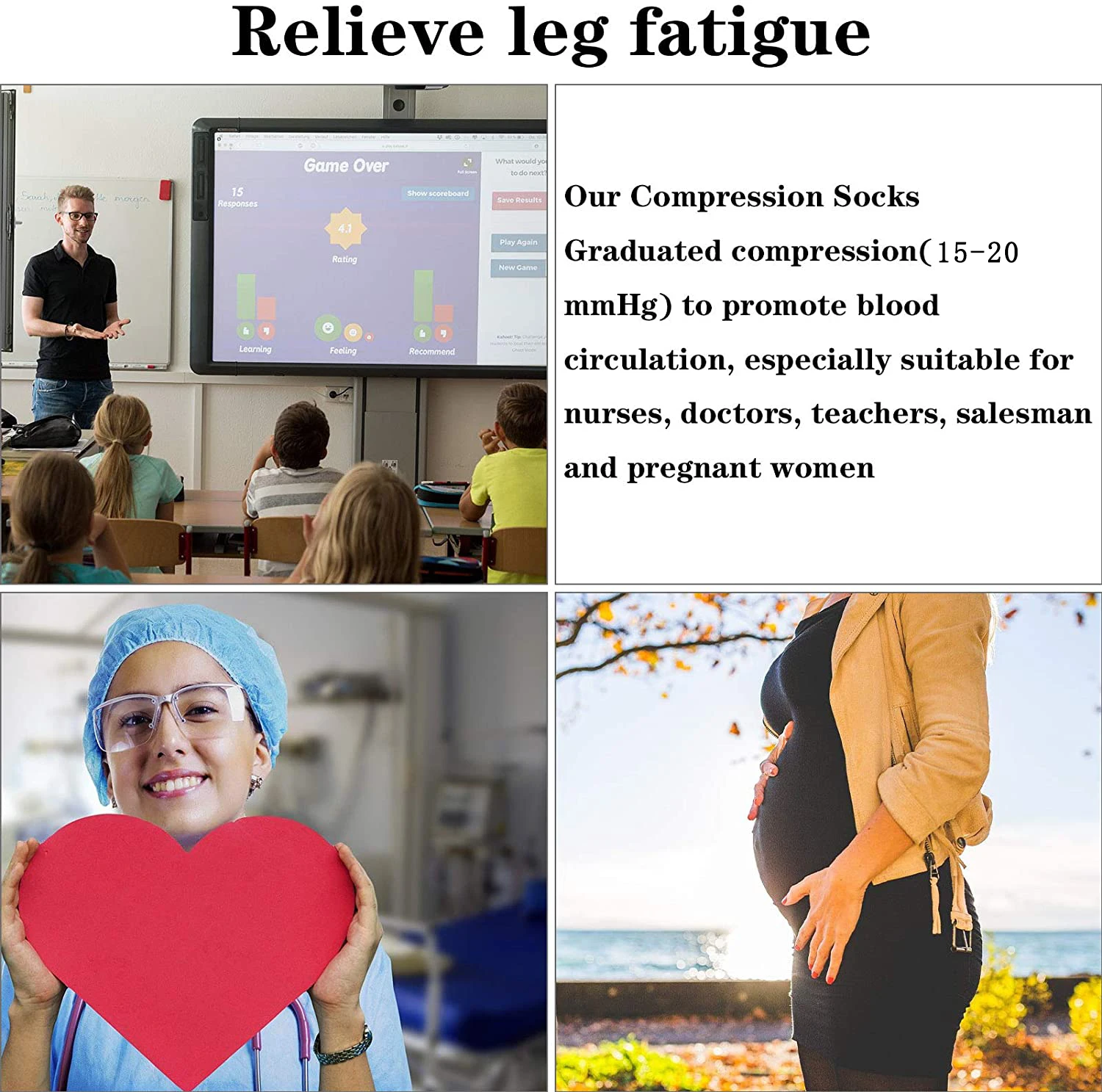 Men Women Compression Socks Best Graduated Athletic 15-20 Mmhg Professional Nursing Socks Fit Running Travel Hiking Sports Socks