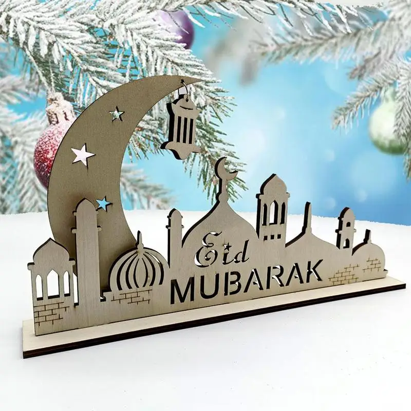

2023 Eid Mubarak LED Light Wooden Ornament Ramadan Decorations For Home Islamic Muslim Ramadan Kareem Party Supplies Eid Gifts
